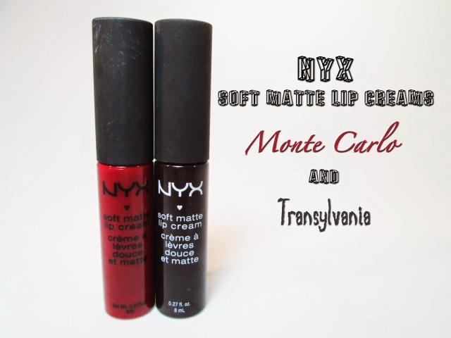 NYX soft matte lip cream in Transylvania and Monte Carlo swatches and review